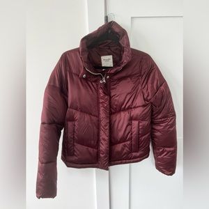 Burgundy Abercrombie & Fitch Mini Puffer